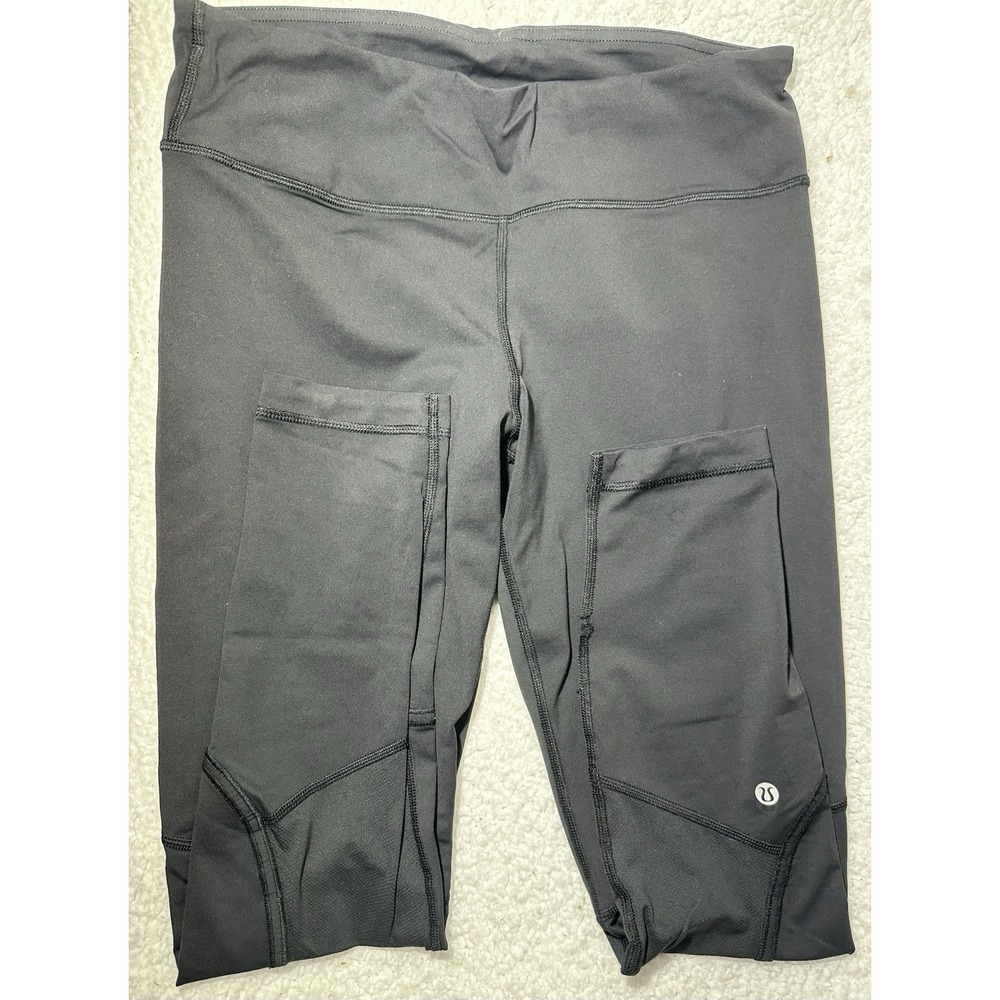 Lululemon Black  Zip Pocket Ankle Leggings Women's size 8 *FLAW* Pre-Owned - Picture 3 of 7
